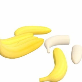בננות עם פירות קלופים דגם תלת מימד