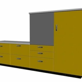 Yellow Laminate Cupboard 3d model