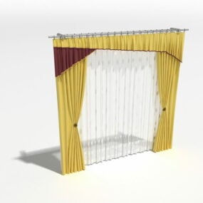Home Yellow Drapery With Sheer 3d model