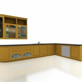 Geel keukenkasten eenvoudig ontwerp 3D-model