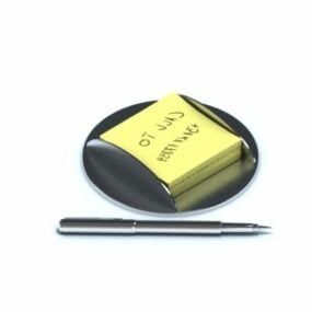Office Yellow Sticky Notes Plate 3d model