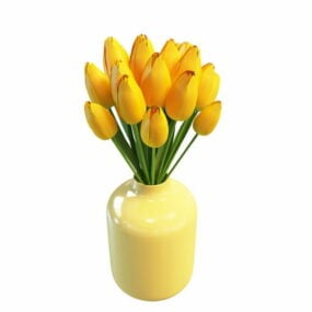 Bloem gele tulpenvaas 3D-model