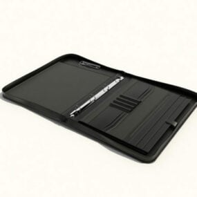 Zipper Black Leather Portfolio 3d model