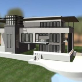 Westliches modernes Haus 3D-Modell