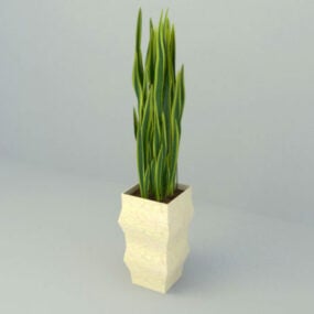 Modelo 3d de planta em vaso de sala de escritório