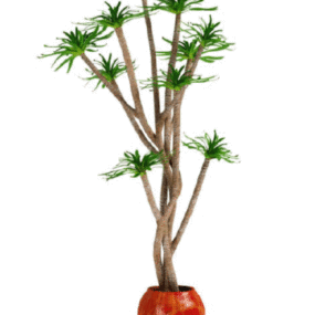 Small Leaves Potted Plant 3d model