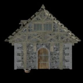 Modelo 3D de construção de casa medieval