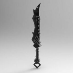 3D-Modell einer Schwertwaffe im gebogenen Stil
