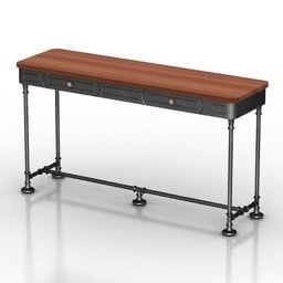 Wood Metal Legs Table 3d model