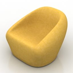 3д модель гладкого кресла-мебели