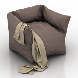 Living Room Armchair With Cloth 3d model
