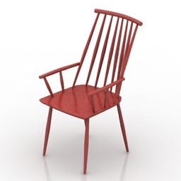 3D model dřevěné židle s vysokým opěradlem