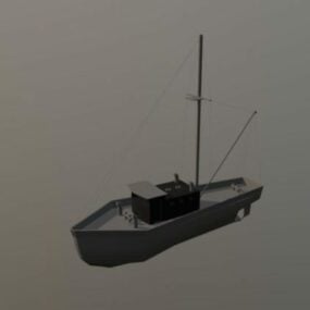 Model 3D małej drewnianej łodzi