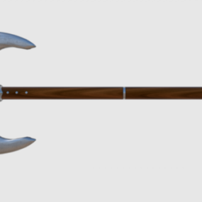 Mô hình vũ khí rìu sắt rèn thời trung cổ 3d