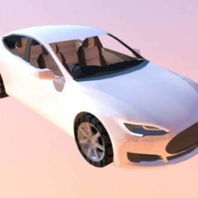 Bílý 3D model auta Tesla Model S