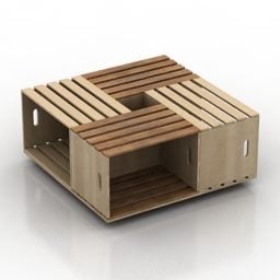 Table en bois rectangulaire de salon modèle 3D