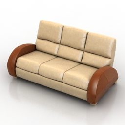 3д модель домашнего бежевого кожаного дивана