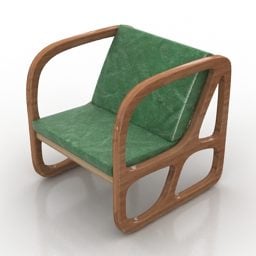 Elegant Wood Armchair Furniture 3d model