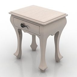 Klasický bílý 3D model nočního stolku