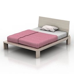 Dormitorio Cama Doble Rosa modelo 3d