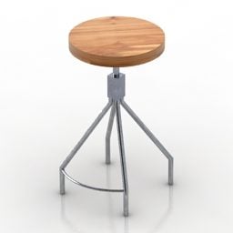 Wood Round Bar Chair 3d model