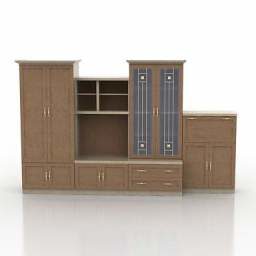 餐边柜家具深色橡木3d模型