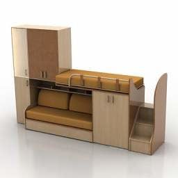 مدل سه بعدی تخت خواب دو طبقه منزل