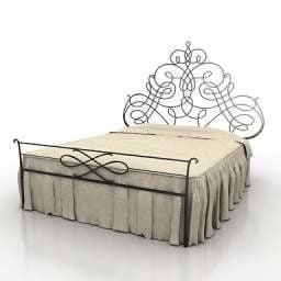 Classic Double Bed Metal Frame 3d model