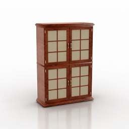Japanese Wood Glasscase Cabinet 3d model