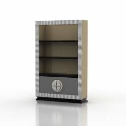 Wooden Bookcase With Glass Door 3d model