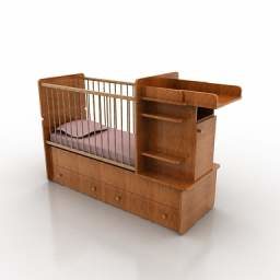 Home Wooden Baby Bed 3d model