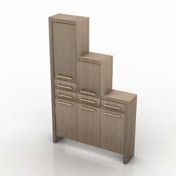 Dřevěná skříňka domácí nábytek 3D model