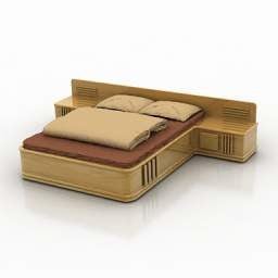서랍이있는 홈 침대 3d 모델