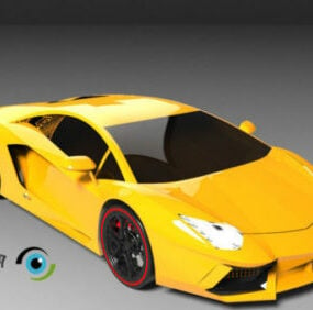 نموذج تصميم سيارة لامبورغيني أفينتادور باللون الأصفر ثلاثي الأبعاد