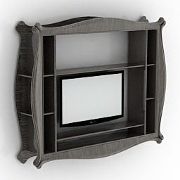 ชั้นวางทีวีสีดำแบบ 3 มิติ
