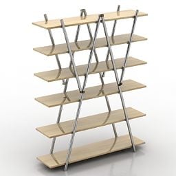 Wood Shelf With Metal Frame 3d model