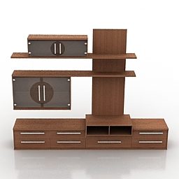 3D model dubového regálového nábytku