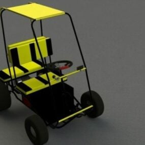 Geel Go Kart-voertuig 3D-model