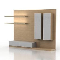 Vägghylla i trä för vardagsrum 3d-modell