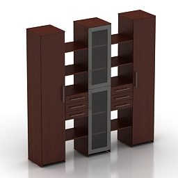 Bookcase Furniture With Drawers 3d model