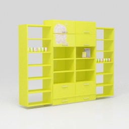 Meubles à étagères jaunes modèle 3D