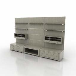 White Mdf Tv Shelves 3d model