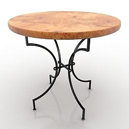 Klasický 3D model kulatého stolu s kovovými nohami