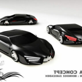 Concepto de coche negro de belleza modelo 3d