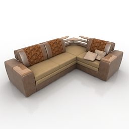 Canapé d'angle en cuir modèle 3D