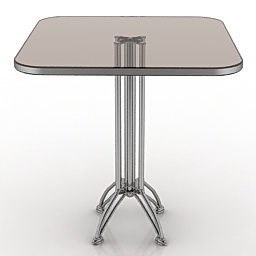 Čtvercový skleněný stůl Kovové nohy 3D model