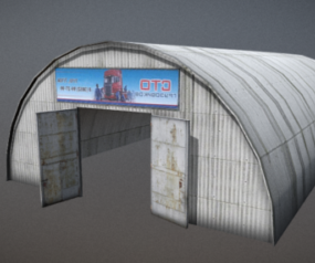 Gebogenes Hangargebäude 3D-Modell