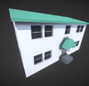 3D model domu se zelenou střechou