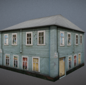 Dwupiętrowy stary dom fasadowy Model 3D