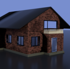 Modelo 3d da casa de madeira florestal